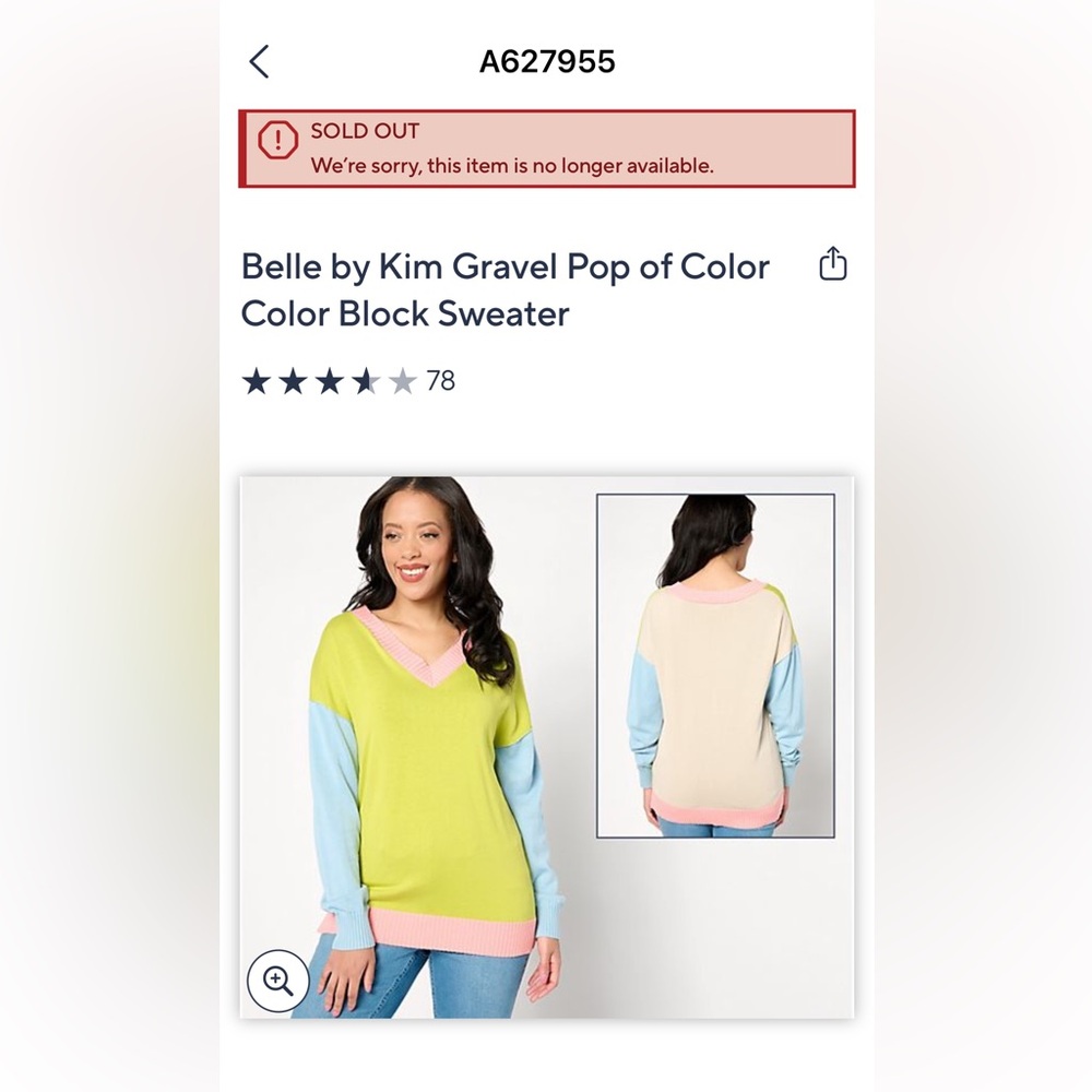 Belle by Kim Gravel color block sweater - Picture 6 of 8